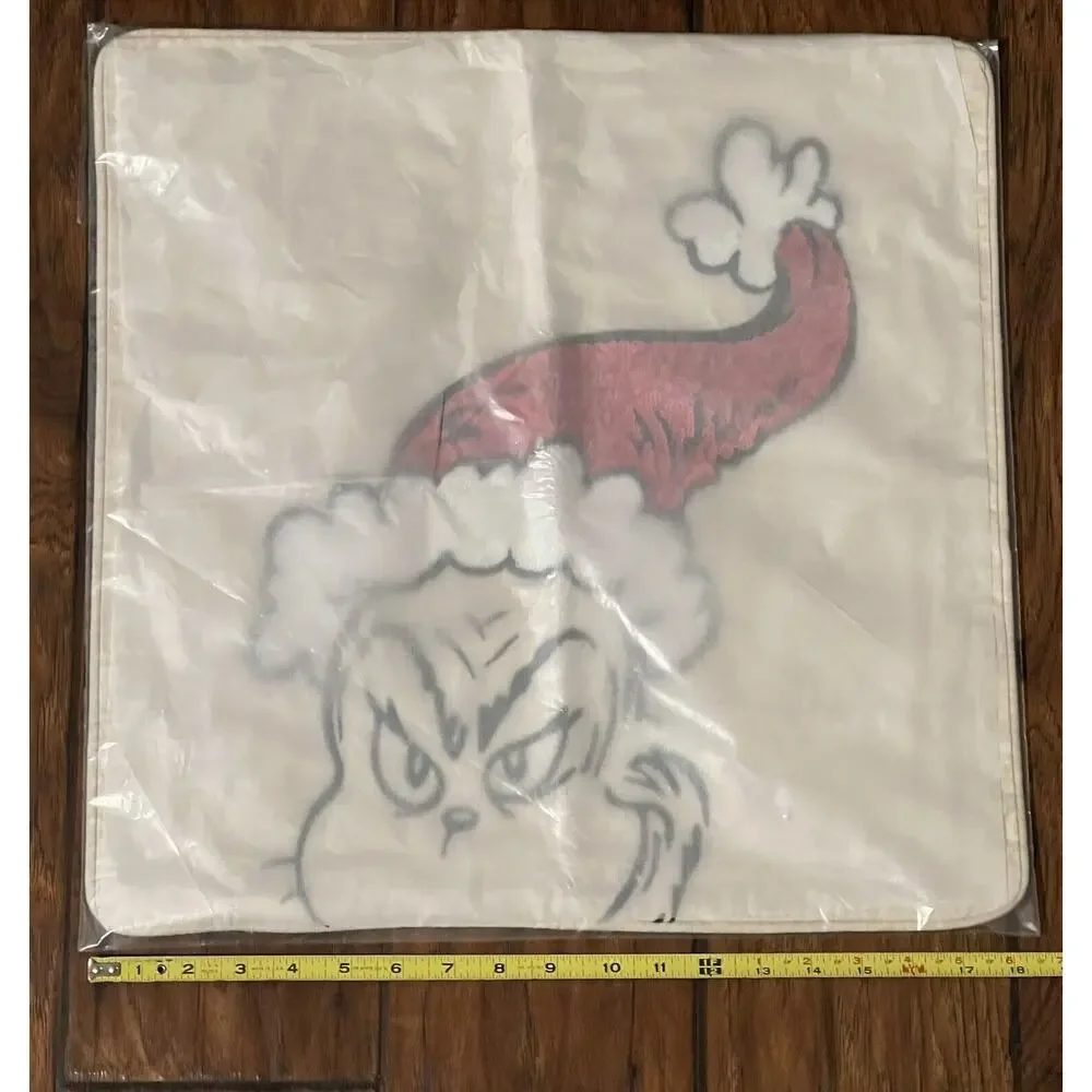 Pottery Barn Teen Holiday The Grinch Pillow Cover Face Sequin Sofa Toss 18